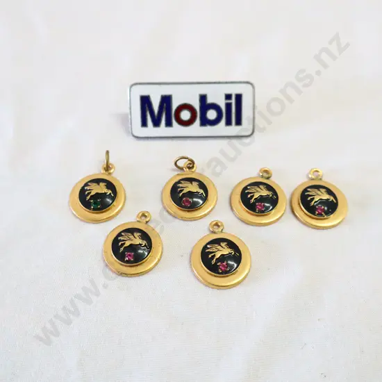 Mobil Hat Badge And 6 Mobil Medalians 