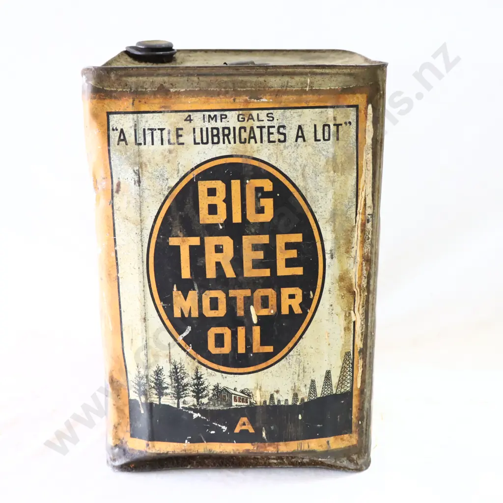 RARE EARLY Big Tree Motor Oil 4 Gallon Oil Tin Image 1++