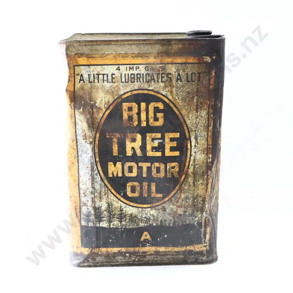 RARE EARLY Big Tree Motor Oil 4 Gallon Oil Tin Image 1++