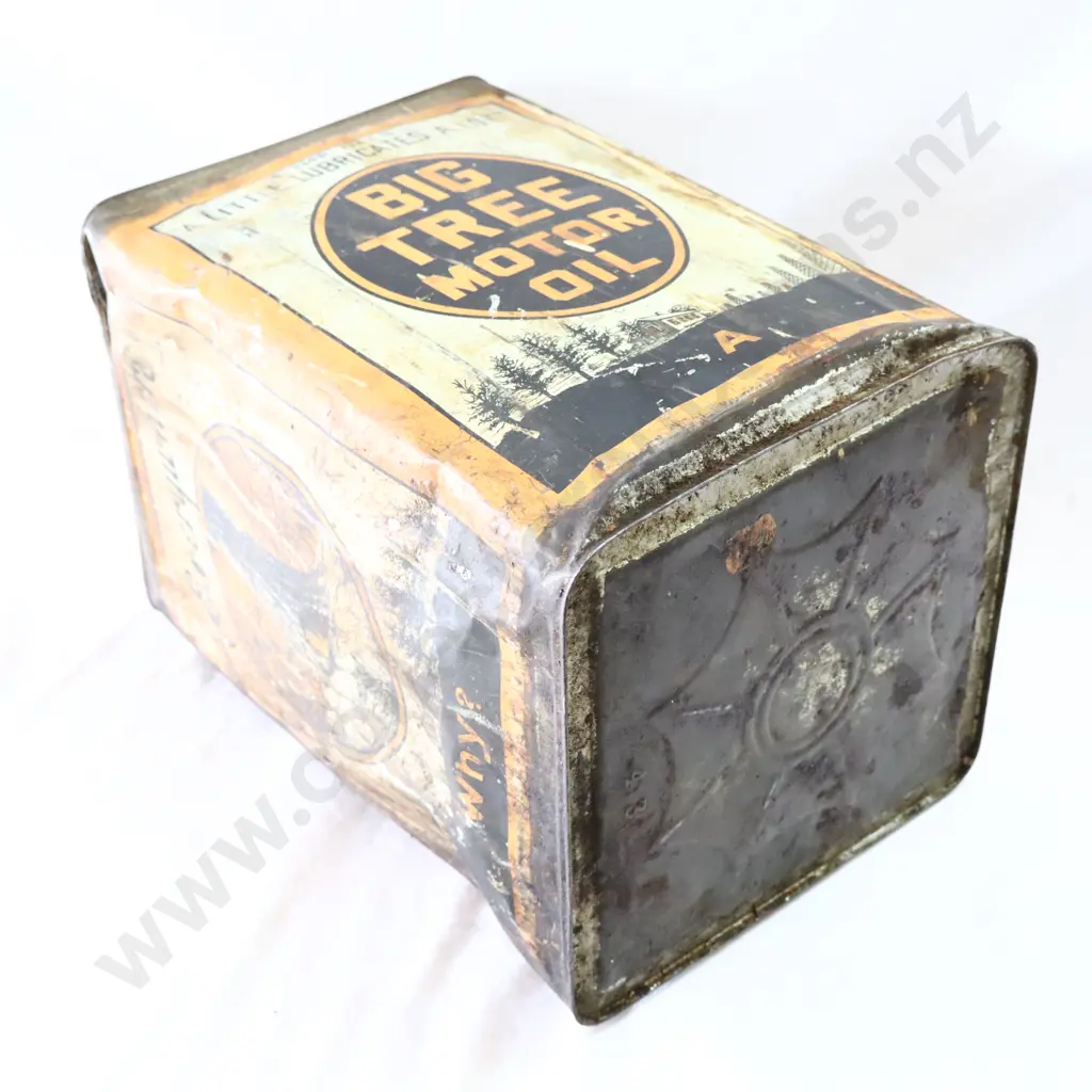 RARE EARLY Big Tree Motor Oil 4 Gallon Oil Tin Image 1++