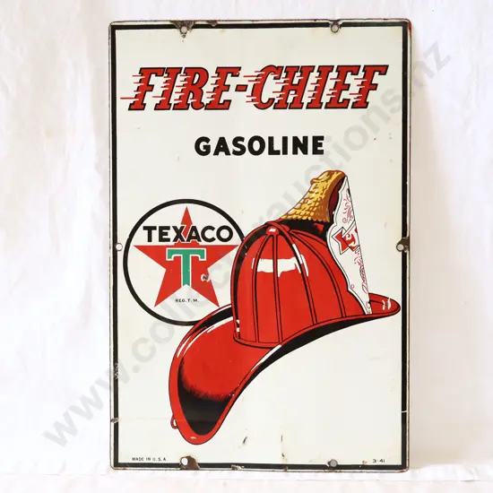 Texaco Firechief Enamel Bowser Sign Dated 1941