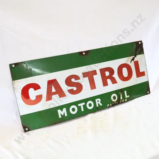 Castrol Motor Oil Bottle Rack Enamel Sign