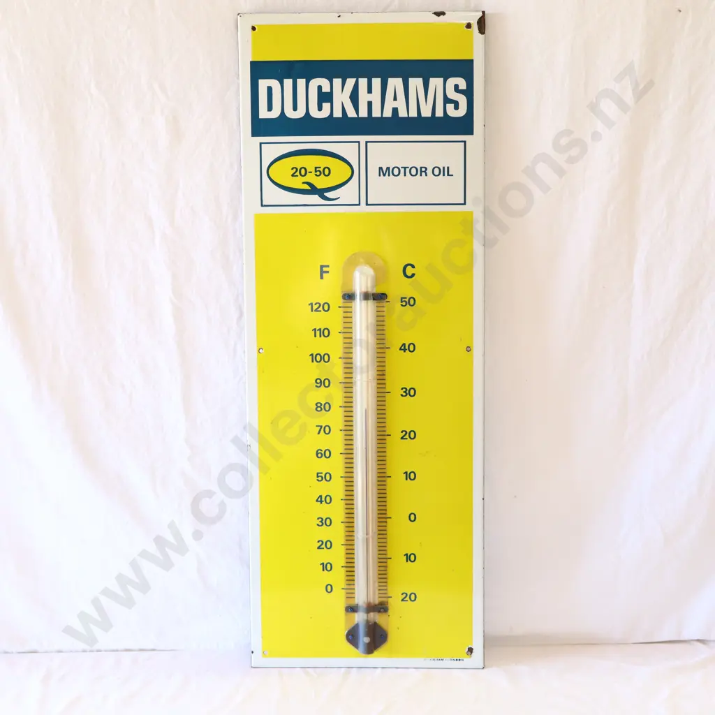 Duckham's Enamel Thermometer Sign WORKING Image 1++