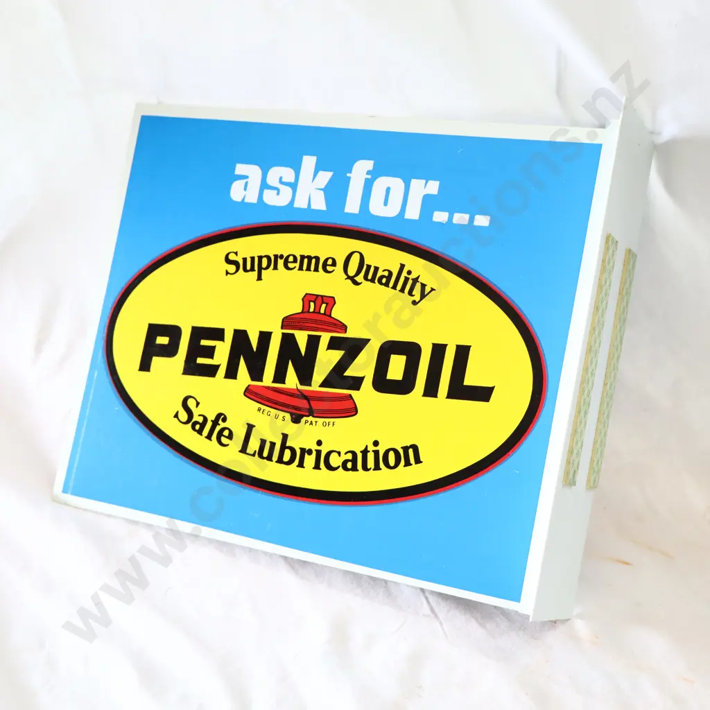 NEW OLD STOCK Pennzoil Plastic Double Sided Flanged Sign Image 1++