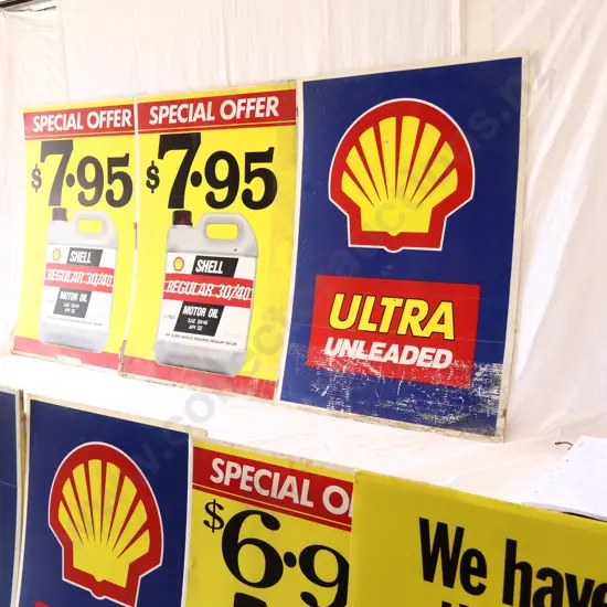 1980s Shell Oil Advertising Signs x 11