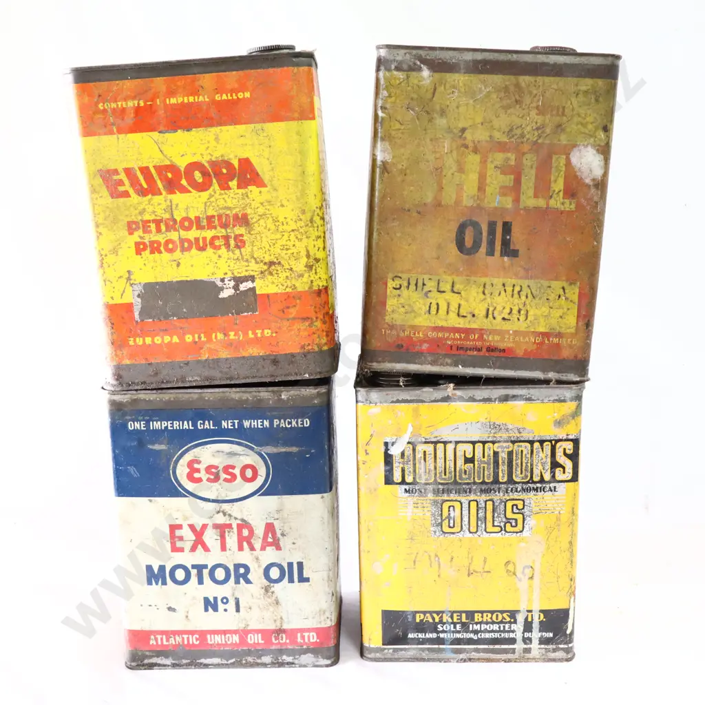 Esso Extra, Europa, Shell Oil And Houghton's Oil Tins Image 1++