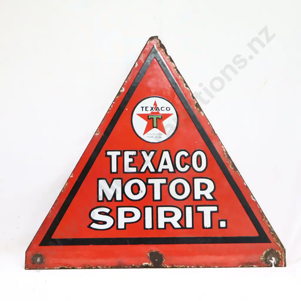EARLY Texaco Motor Spirit Double Sided Enamel Sign Image 1++