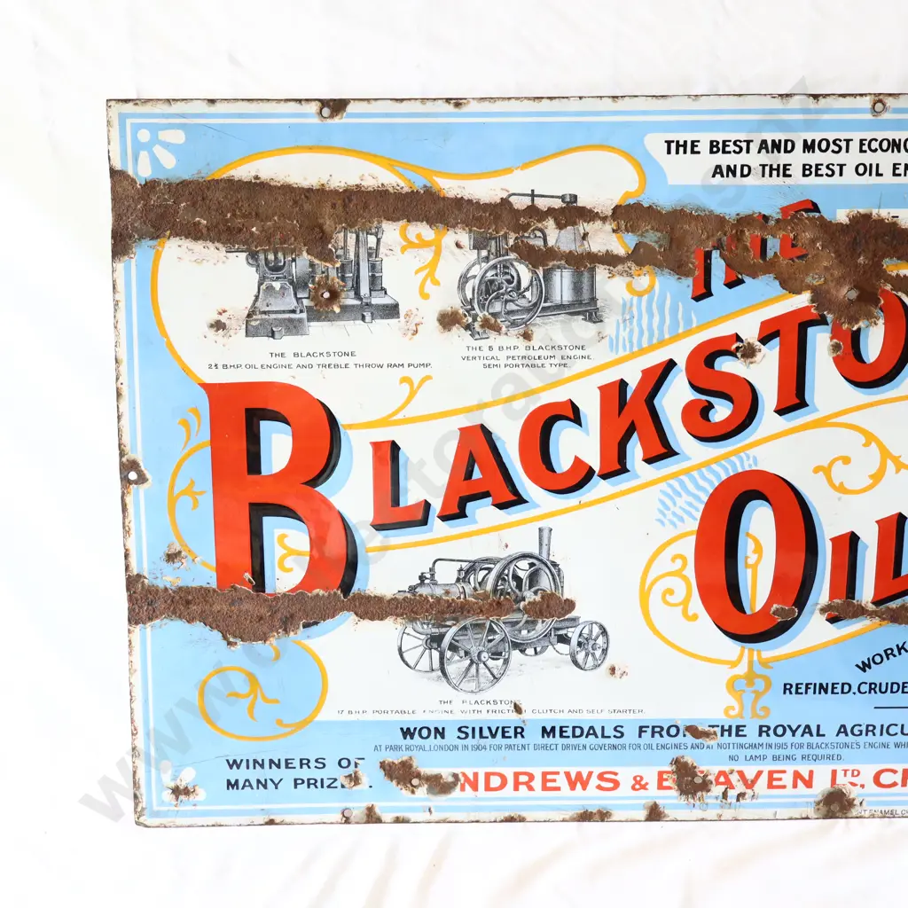 RARE Blackstone Engine Oils Christchurch NZ Enamel Sign Image 1++