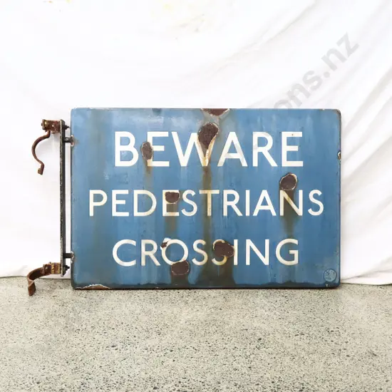 Beware Pedastrians Enamel Sign