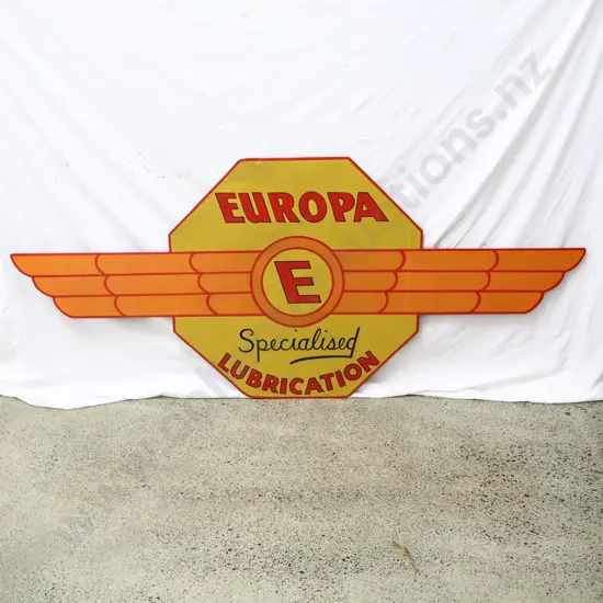 RARE Europa Winged Hardboard Sign Restored