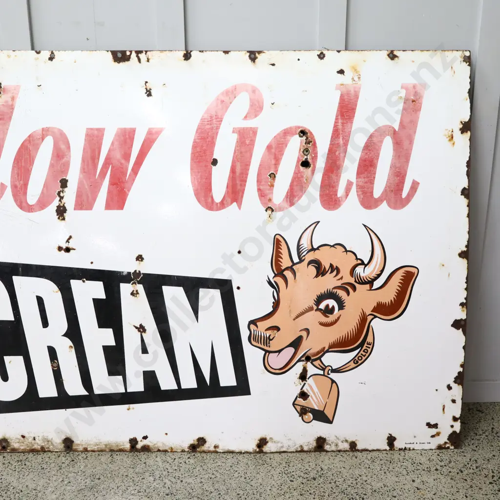 LARGE Meadow Gold Enamel Sign Image 1++