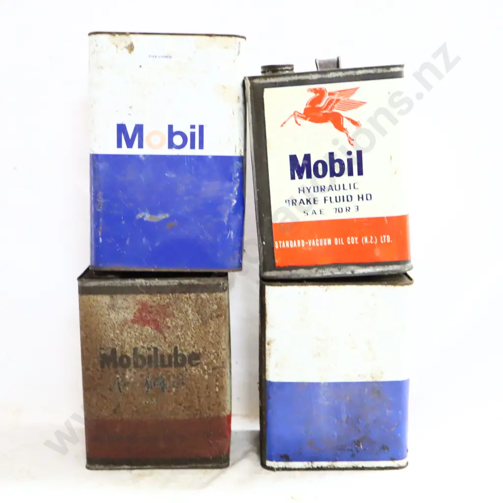 Mobil Oil Tins x 4 Image 1++
