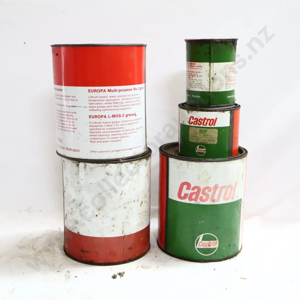 Europa And Castrol Grease Tins x 5 Image 1++