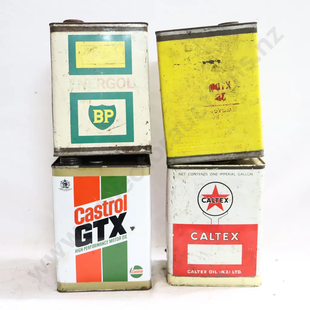 Castrol GTX, Caltex, BP Energol And Shell X100 Oil Tins Image 1++