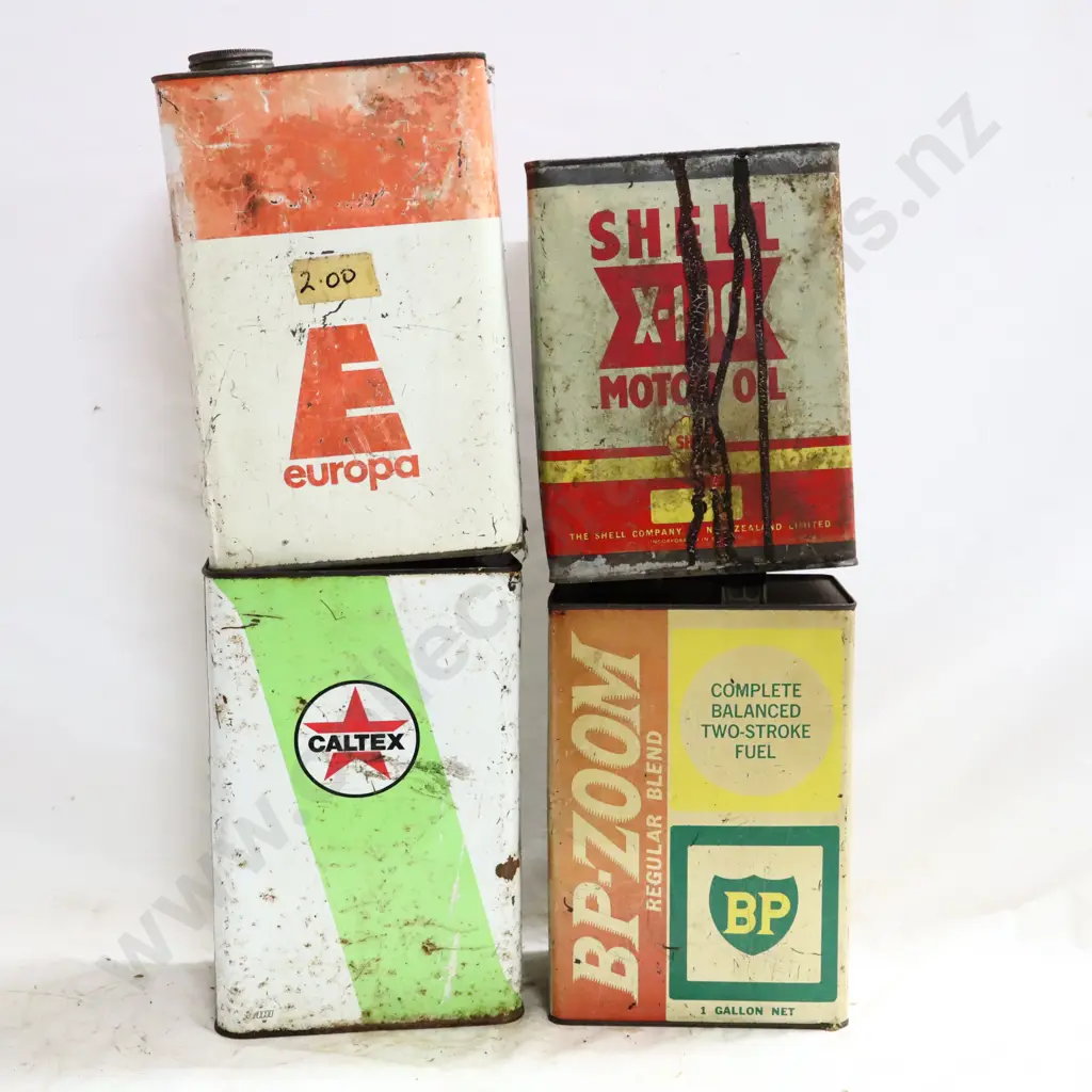 Shell X100, Europa, Caltex And BP Zoom Oil Tins Image 1++