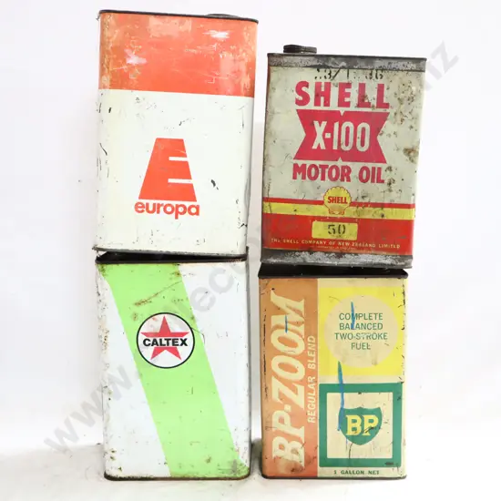 Shell X100, Europa, Caltex And BP Zoom Oil Tins