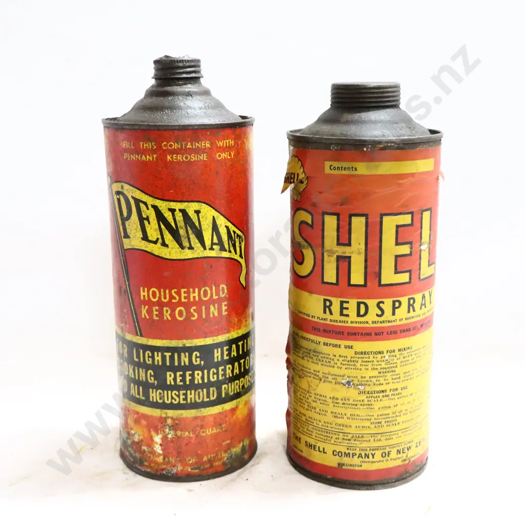 Shell Pennant Kerosene And Shell Redspray Tins Image 1++