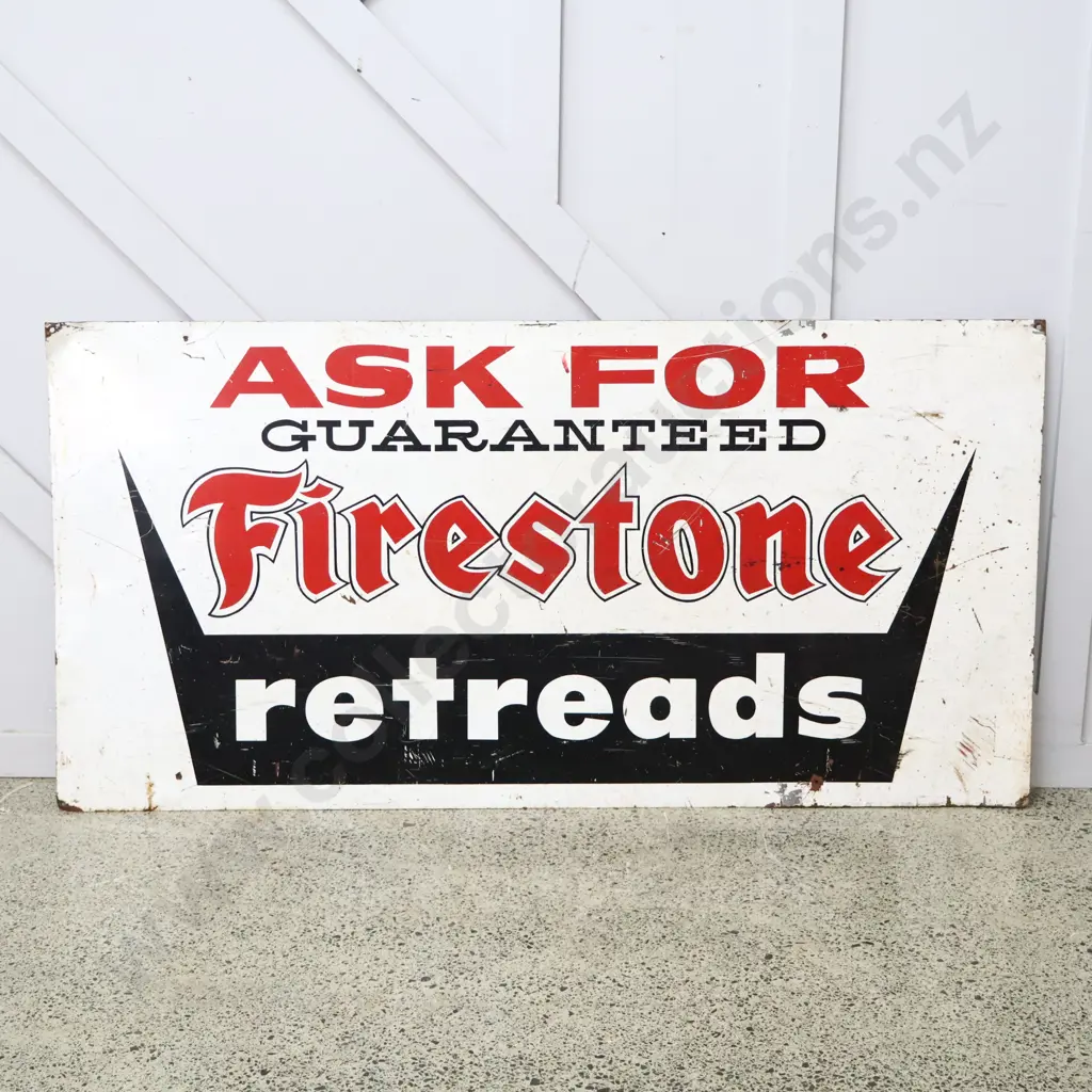 Double Sided Firestone Retreads Tin Sign Image 1++