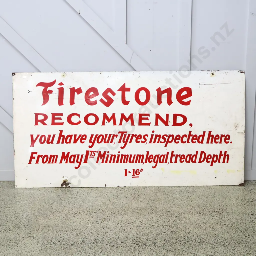 Double Sided Firestone Retreads Tin Sign Image 1++