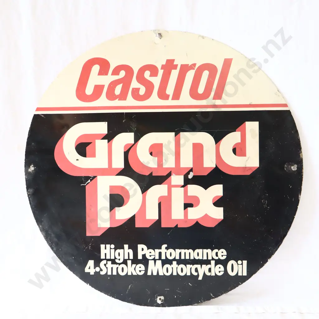 RARE Castrol Grand Prix Hi Performance Four Stroke Motorcycle Oil Double Sided Sign Image 1++