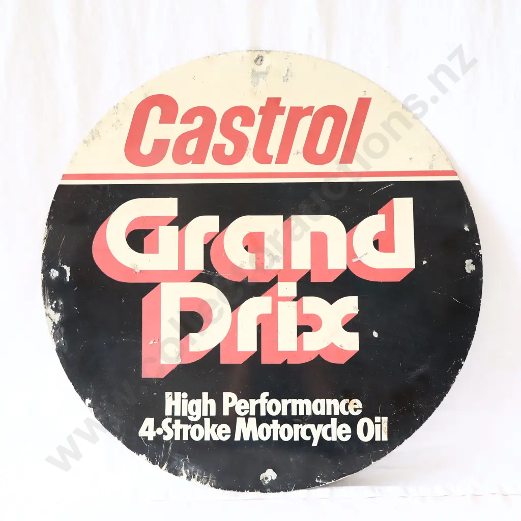 RARE Castrol Grand Prix Hi Performance Four Stroke Motorcycle Oil Double Sided Sign Image 1++