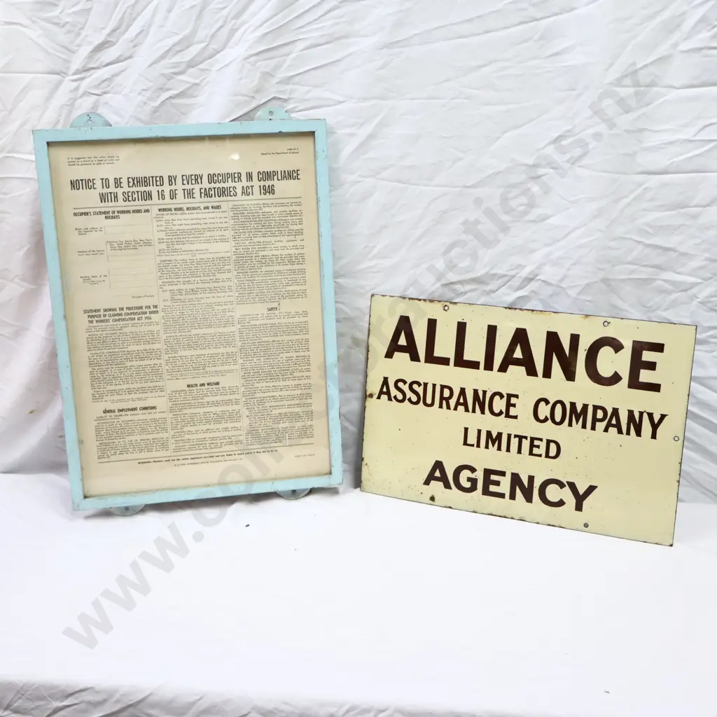 Alliance Enamel Sign 1950s Factory's Act Sign Image 1++