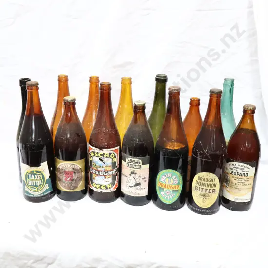 Labelled NZ Beer Bottles x 13