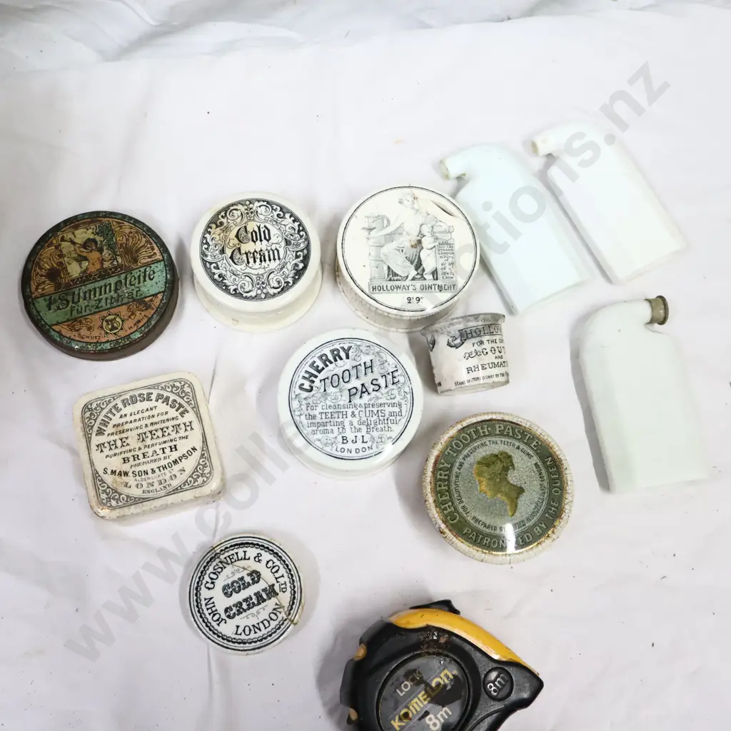 Antique Toothpaste Containers with Milk Glass Bottles Image 1++
