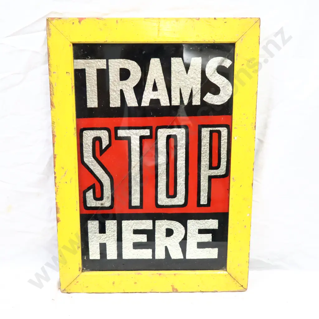 Early Wellington Tram Glass Sign Image 1++