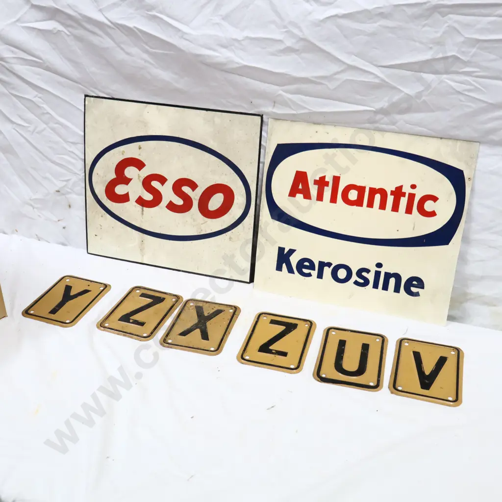 Altantic And Esso Petrol Bowser Signs and Truck Weight Class Plates Image 1++