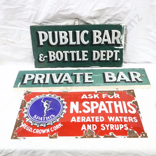 Enamel and Handpainted Bottle Related Signs