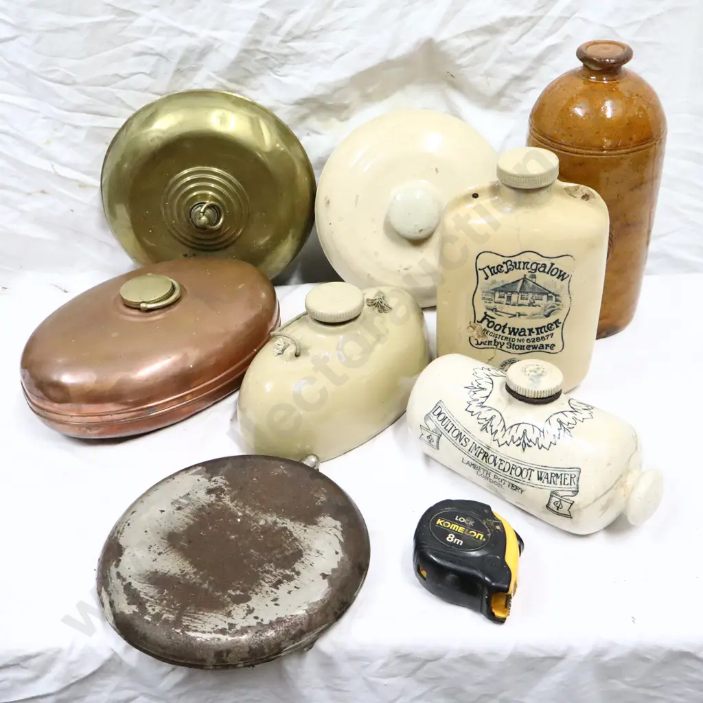 Antique Hot Water Bottles x 9, Stoneware Copper and Solid (Canadian Version) Image 1++