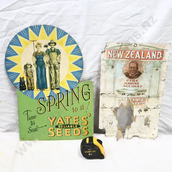 Yates Seeds Sign And New Zealand Insuracance Co 1916 Calender Featuring Maori Chief.
