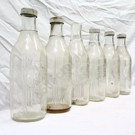 Caltex Fatboy Oil Bottles x 6 With 4 Caltex Caps 