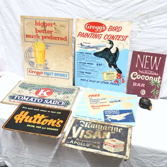 Vintage Food Related Advertising Signs x 7