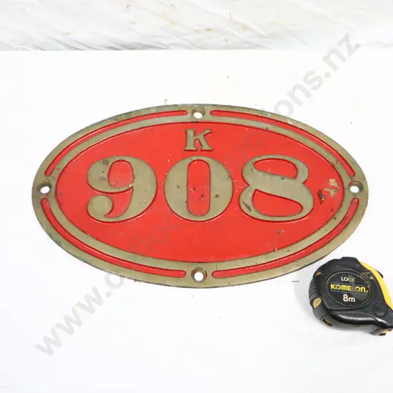 NZR K Class 908 Brass Sign