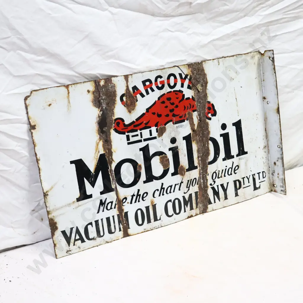 Mobil Oil Gargoyle Double Sided Flanged Sign Image 1++