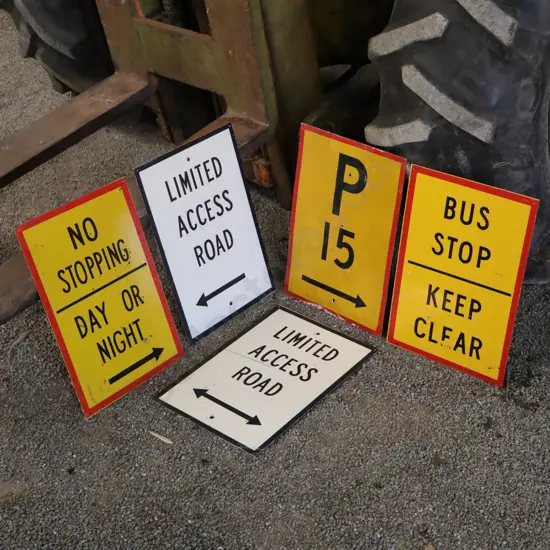 Tin Parking Signs Ect x 5