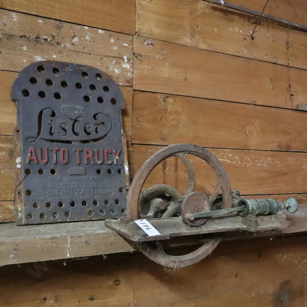 Cast Iron Lister Auto Truck Sign And Vacuum Pump Image 1++