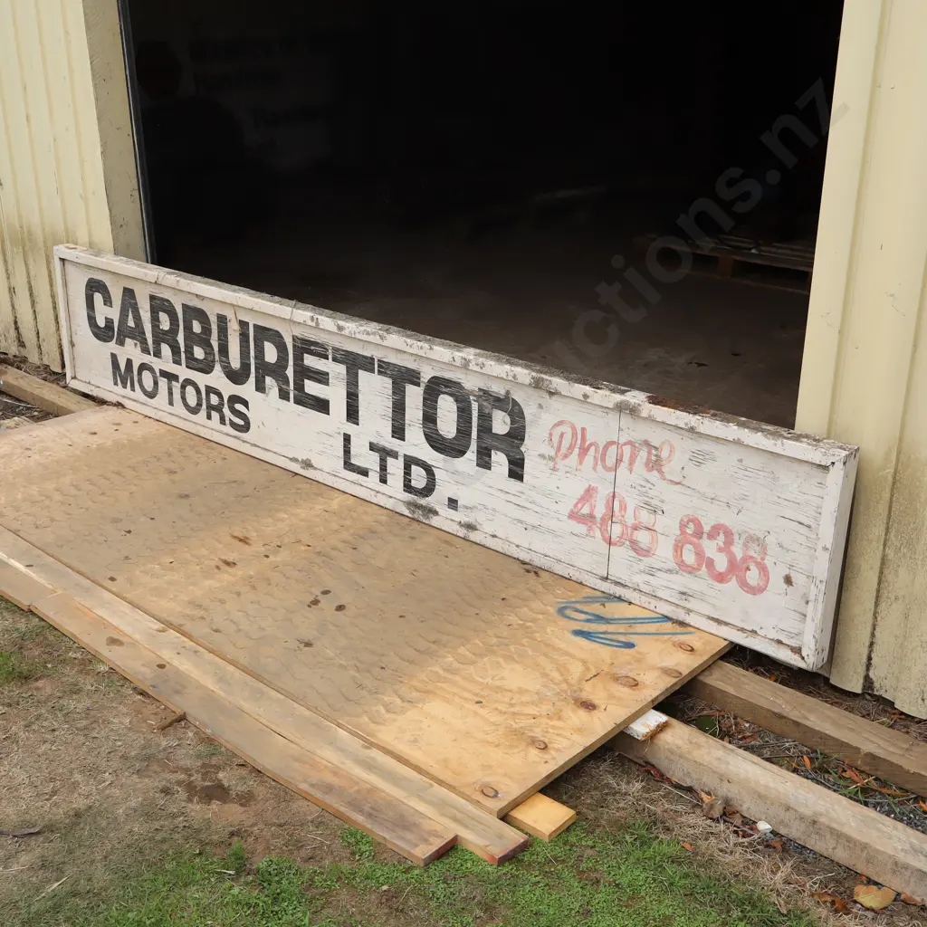 Carburetttor Motors Ltd Hand Painted Wooden Sign Image 1++