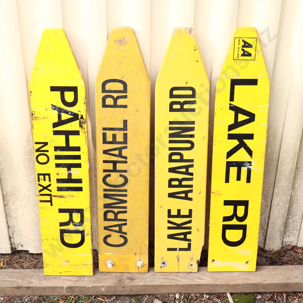 AA Signs x 4. Pahihi Road, Carmichael Rod, Lake Arapuni Rd, Lake Rd Image 1++