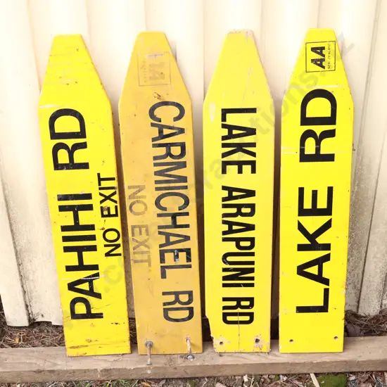 AA Signs x 4. Pahihi Road, Carmichael Rod, Lake Arapuni Rd, Lake Rd