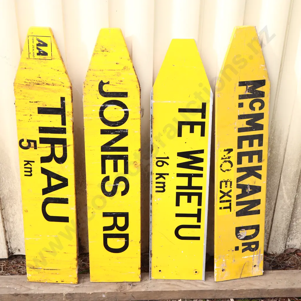 AA Signs x 4. Tirau, Jones Road, Te Whetu, McMeekan Dr Image 1++