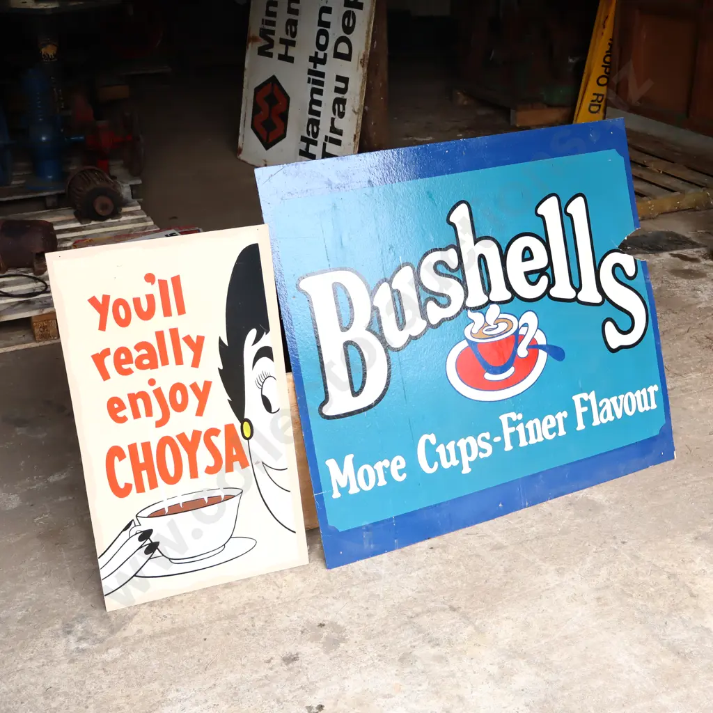2 x Handpainted Signs by Ray Bovey. Choysa And Bushells Teas. Image 1++