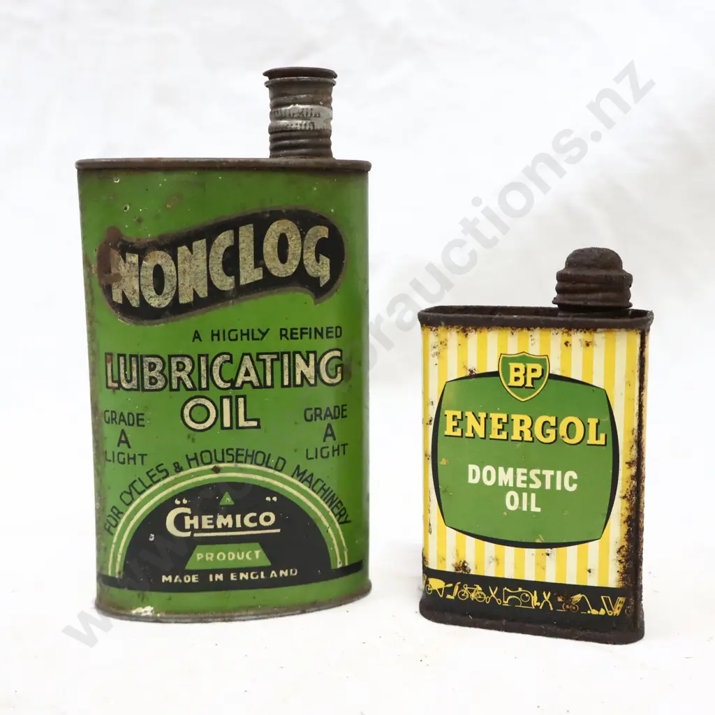 Non Cog Lubricating Oil And BP Energol Oil Tins Image 1++