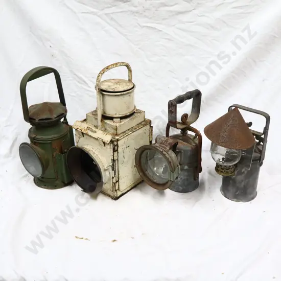 4 x Kerosene Lamps. 1 Broad Arrow Stamped. 