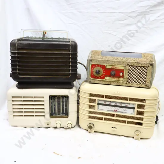 3 x Bakelite Radios, Phillips, His Masters Voice And Bell Plus Aladdin Radio Lamp.