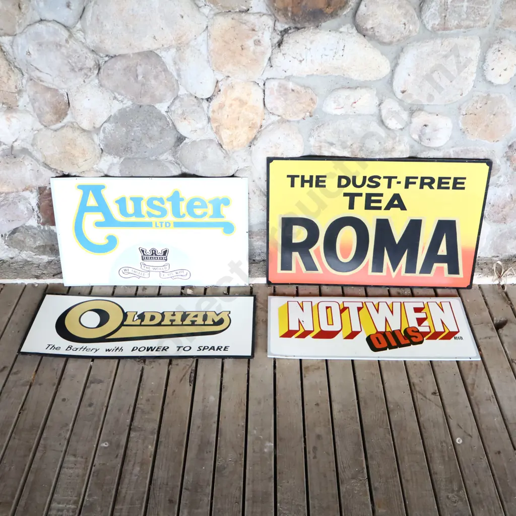 4 x Handpainted Signs by Ray Bovey. Auster, Roma, Oldham, Notwen Oils Image 1++