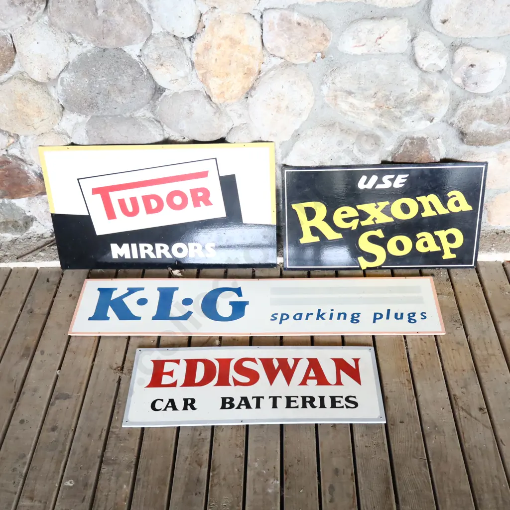 4 x Handpainted Signs by Ray Bovey. Tudor, Rexona, KLG, Ediswan Image 1++