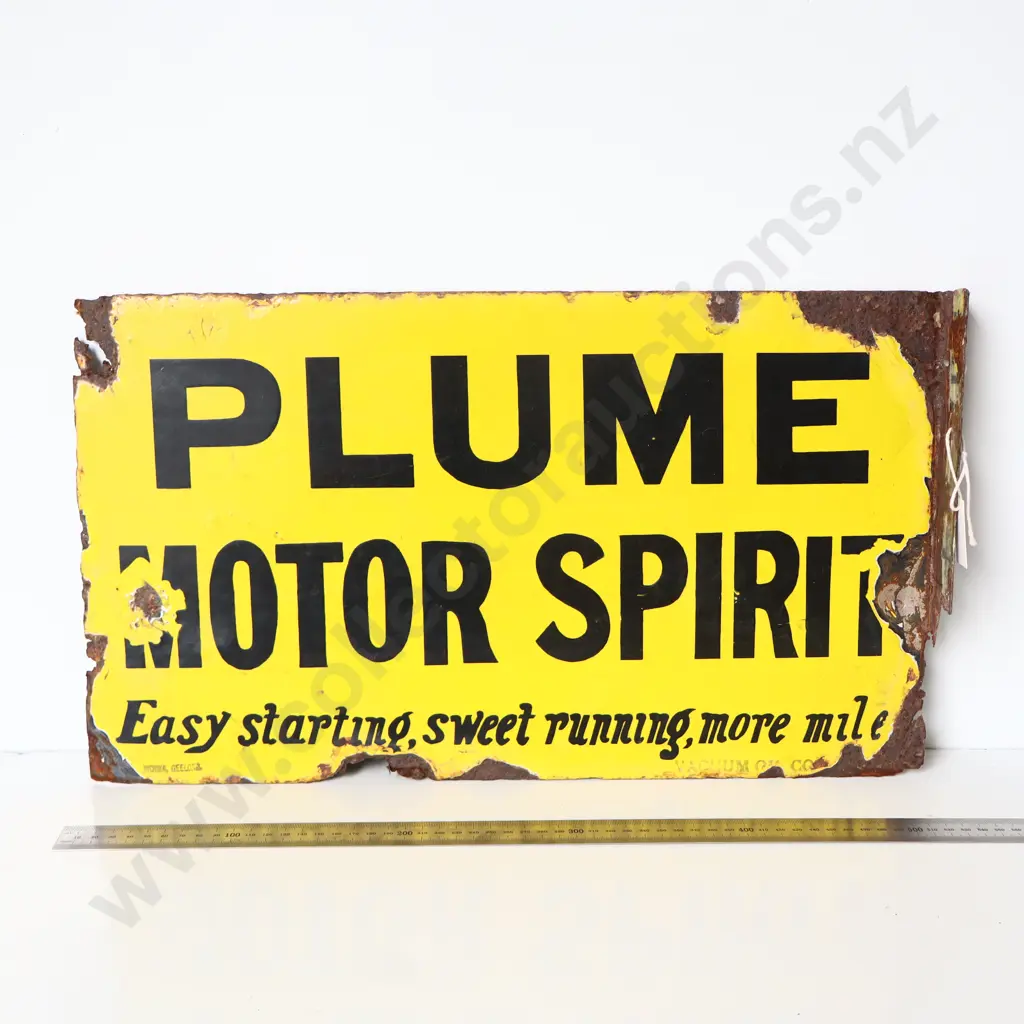 Plume Motor Spirit Double Sided Flanged Enamel Sign Image 1++
